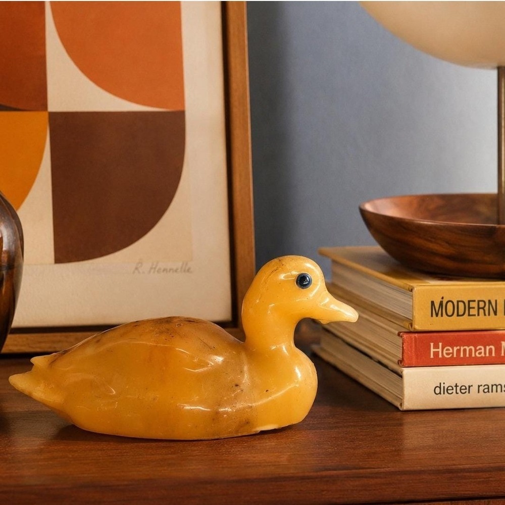 Vintage Candle by Luccia Miami Wax Duck Figurine Amber kitsch bird decor